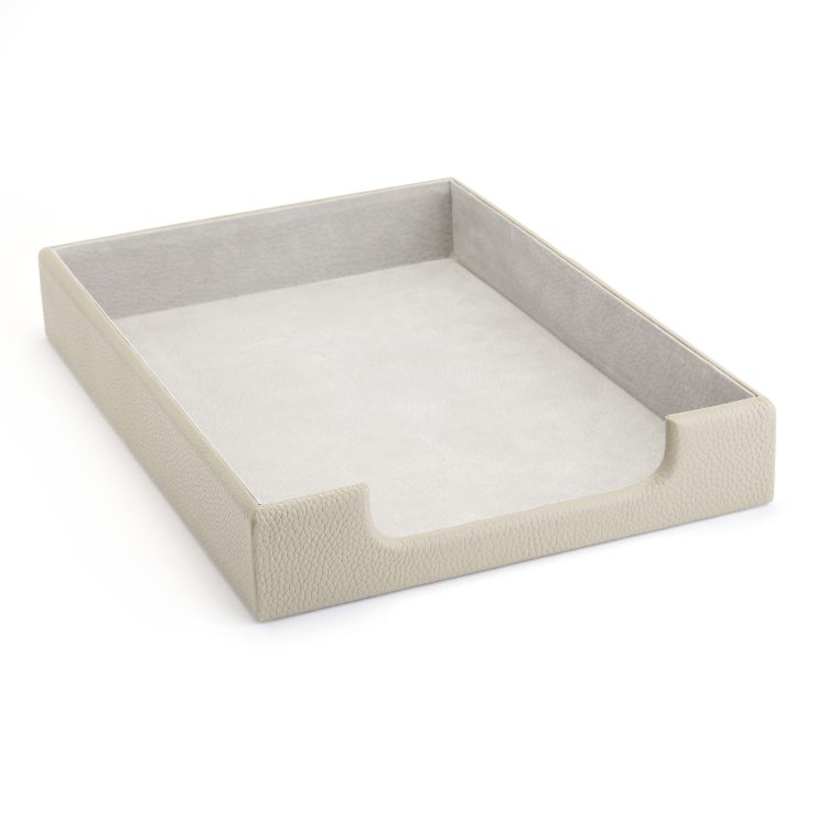 Desk Accessory Set: Blotter, Letter Tray, Pencil Cup and Business Card Holder taupe