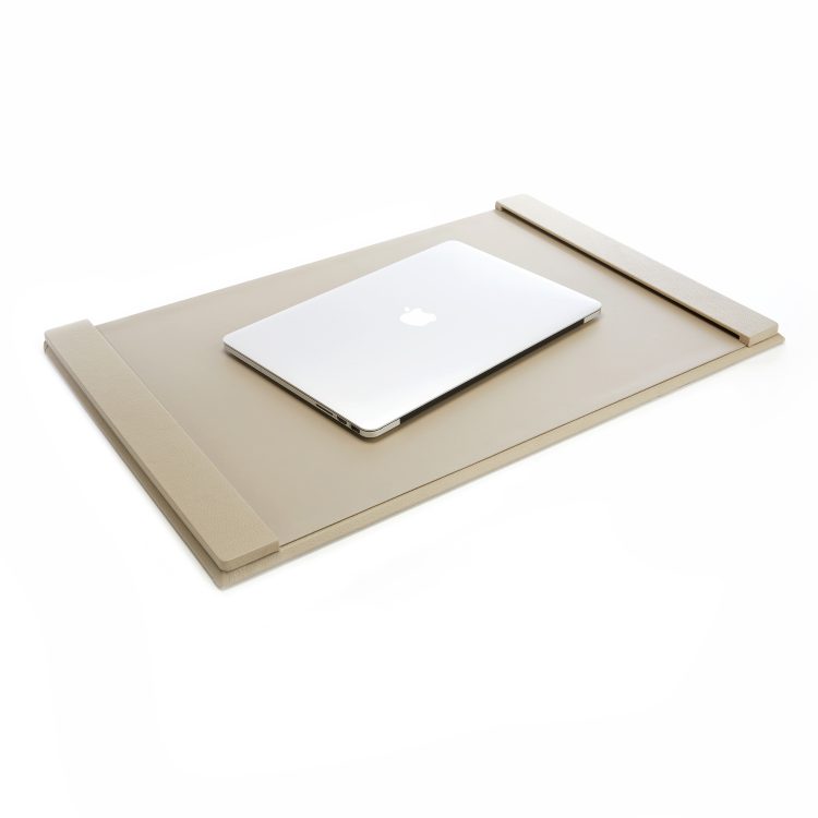 Desk Accessory Set: Blotter, Letter Tray, Pencil Cup and Business Card Holder taupe